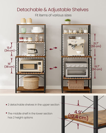Kitchen Storage Rack with 6 Shelves and 6 Hooks - image 2
