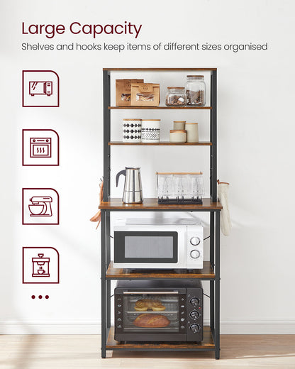 Kitchen Storage Rack with 6 Shelves and 6 Hooks - image 5