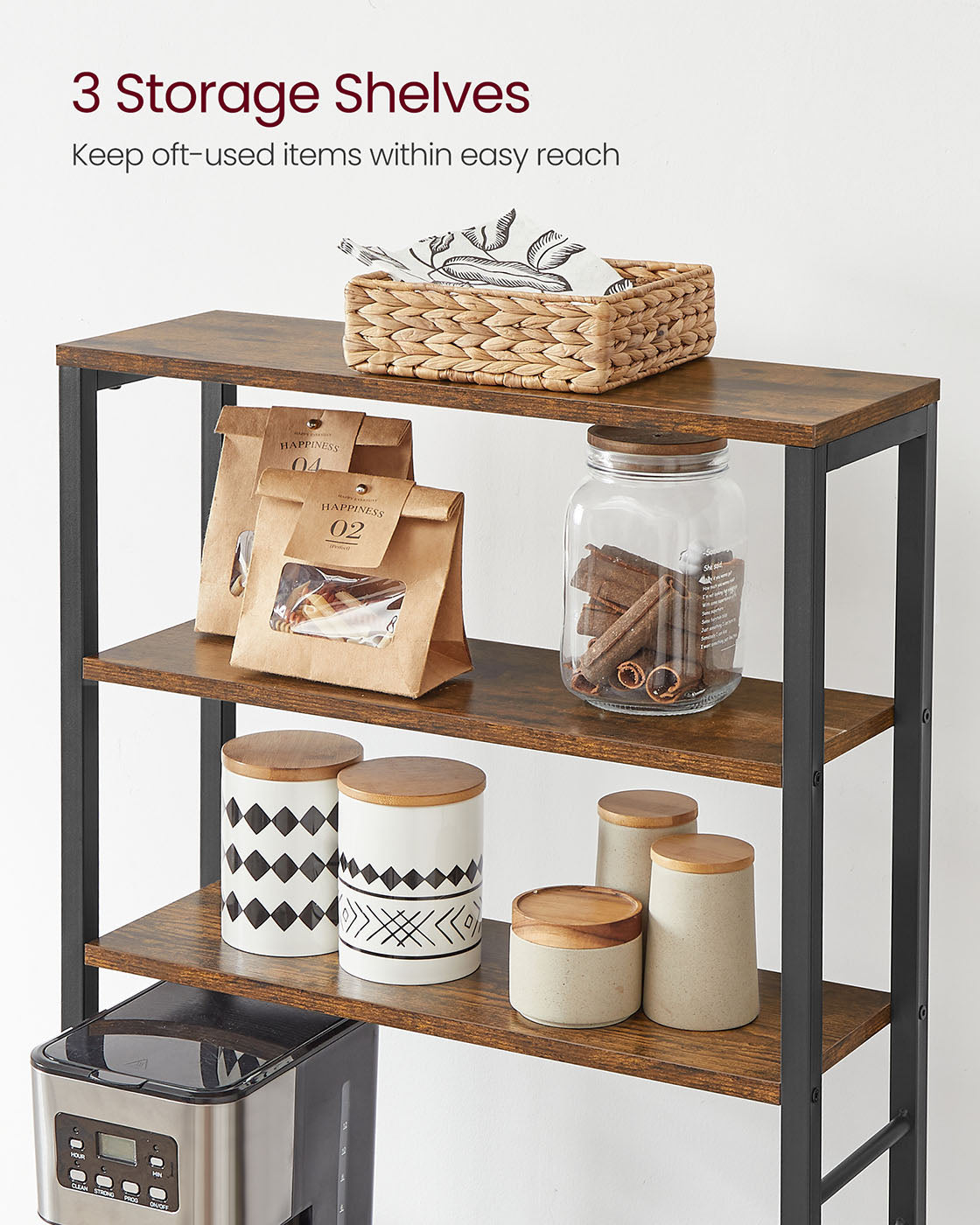 Kitchen Storage Rack with 6 Shelves and 6 Hooks - image 6