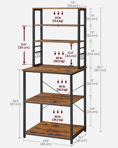 Kitchen Storage Rack with 6 Shelves and 6 Hooks - image 8