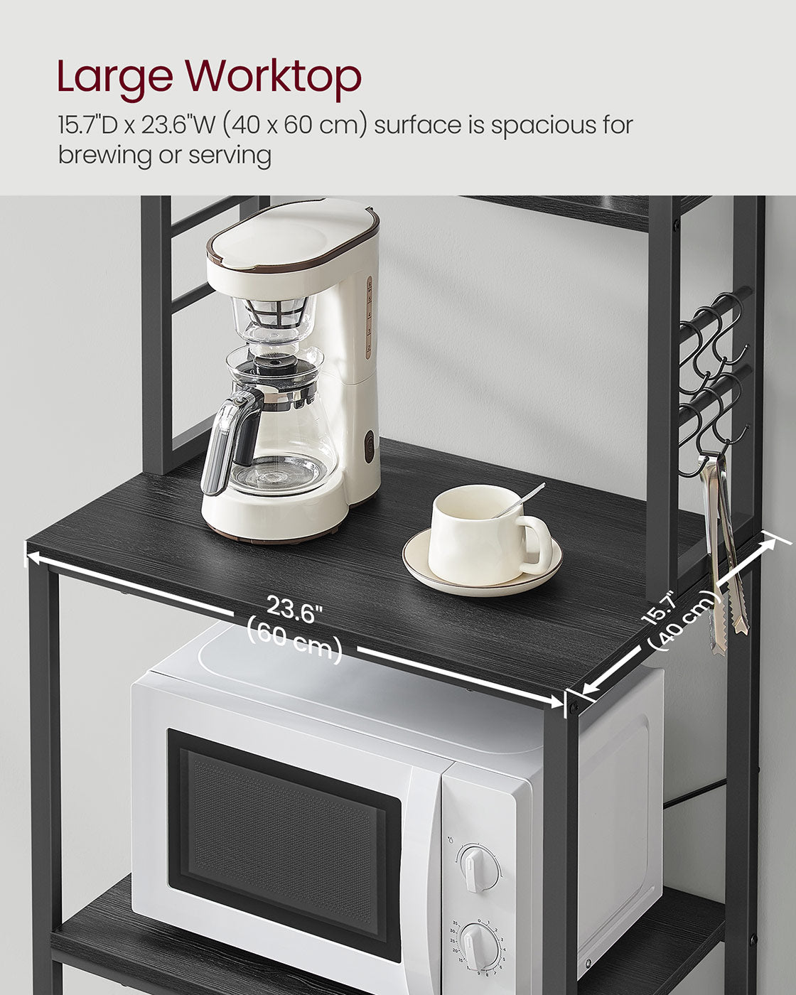 Kitchen Storage Rack with 6 Shelves and 6 Hooks - image 40