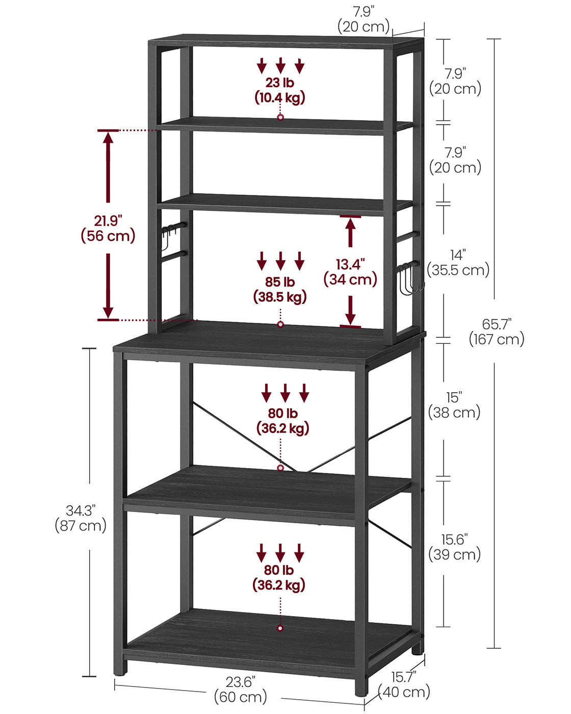 Kitchen Storage Rack with 6 Shelves and 6 Hooks - image 41