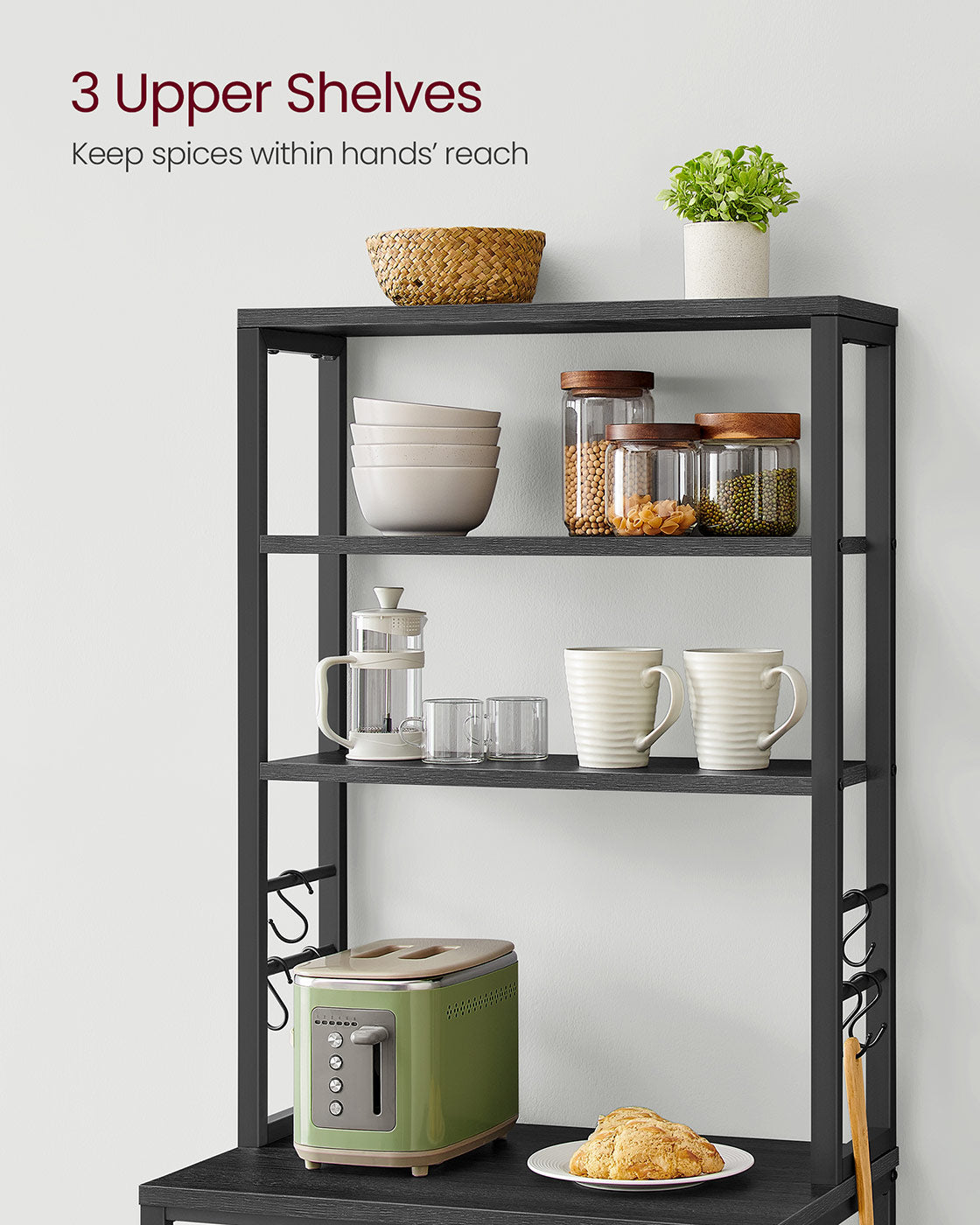 Kitchen Storage Rack with 6 Shelves and 6 Hooks - image 42
