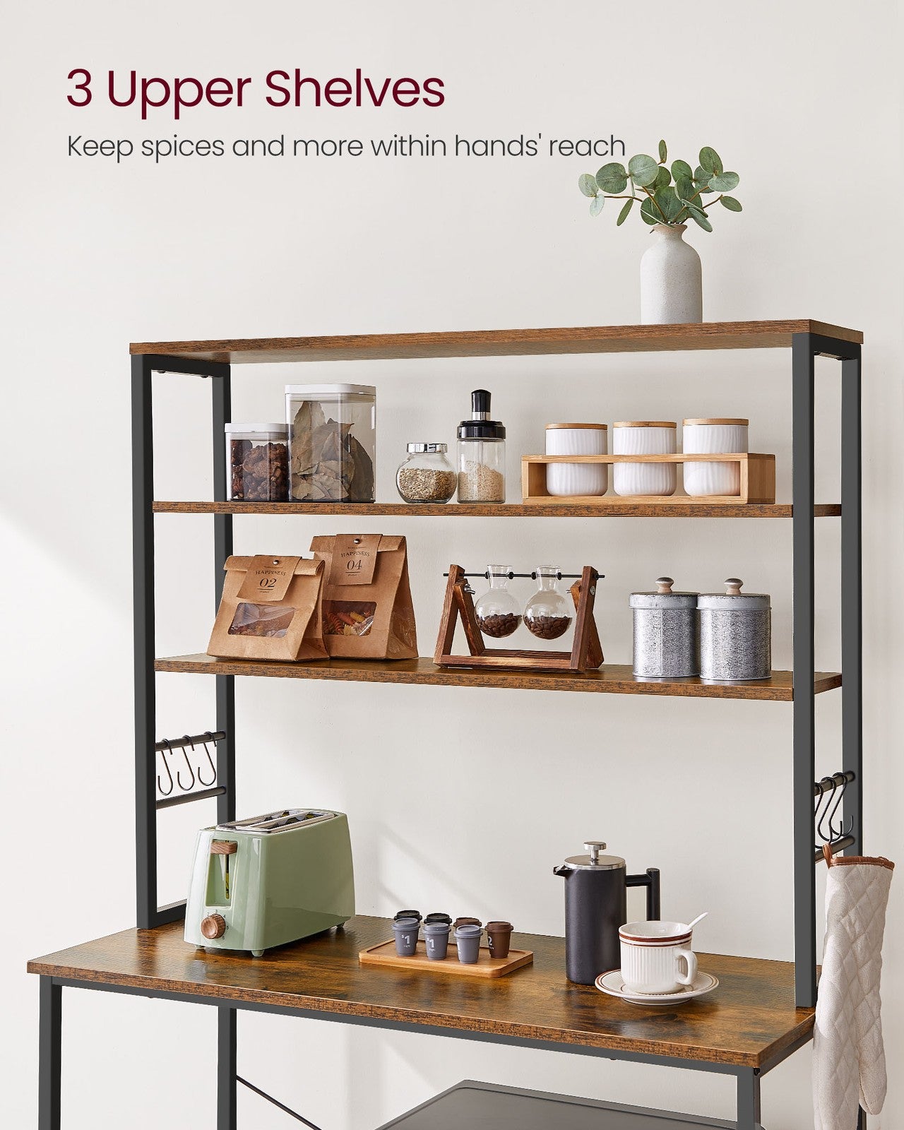 Kitchen Storage Rack with 6 Shelves and 6 Hooks - image 23