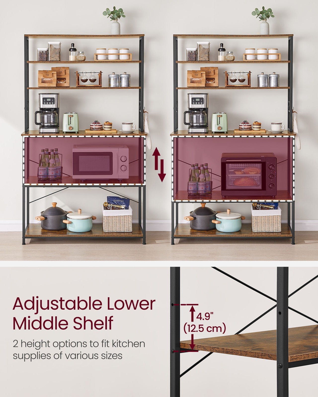 Kitchen Storage Rack with 6 Shelves and 6 Hooks - image 25