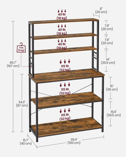 Kitchen Storage Rack with 6 Shelves and 6 Hooks - image 26