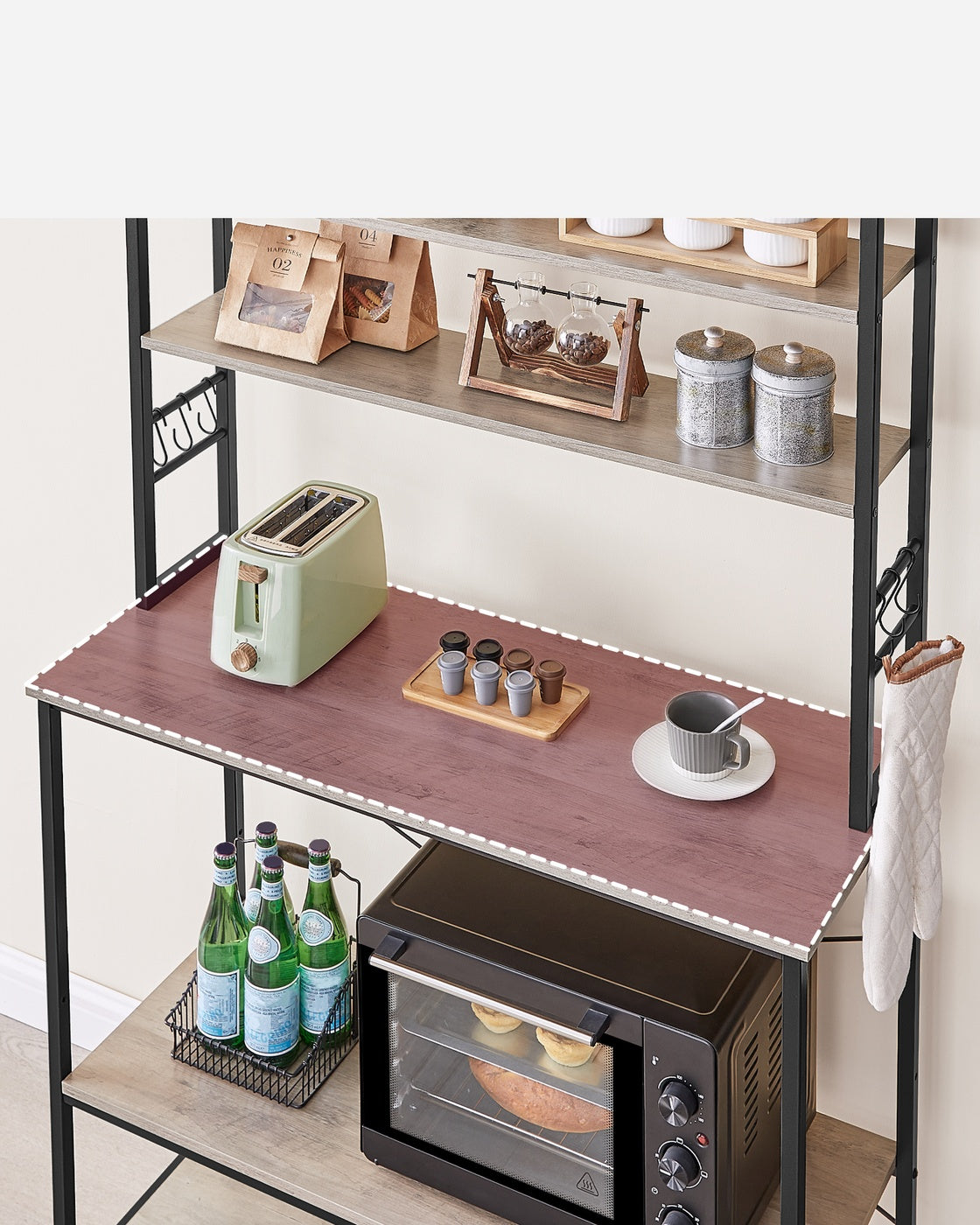 Kitchen Storage Rack with 6 Shelves and 6 Hooks - image 51