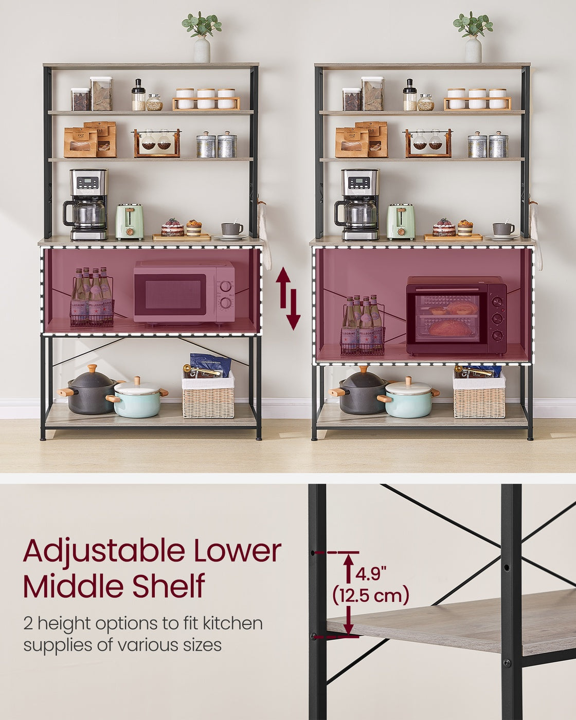 Kitchen Storage Rack with 6 Shelves and 6 Hooks - image 52