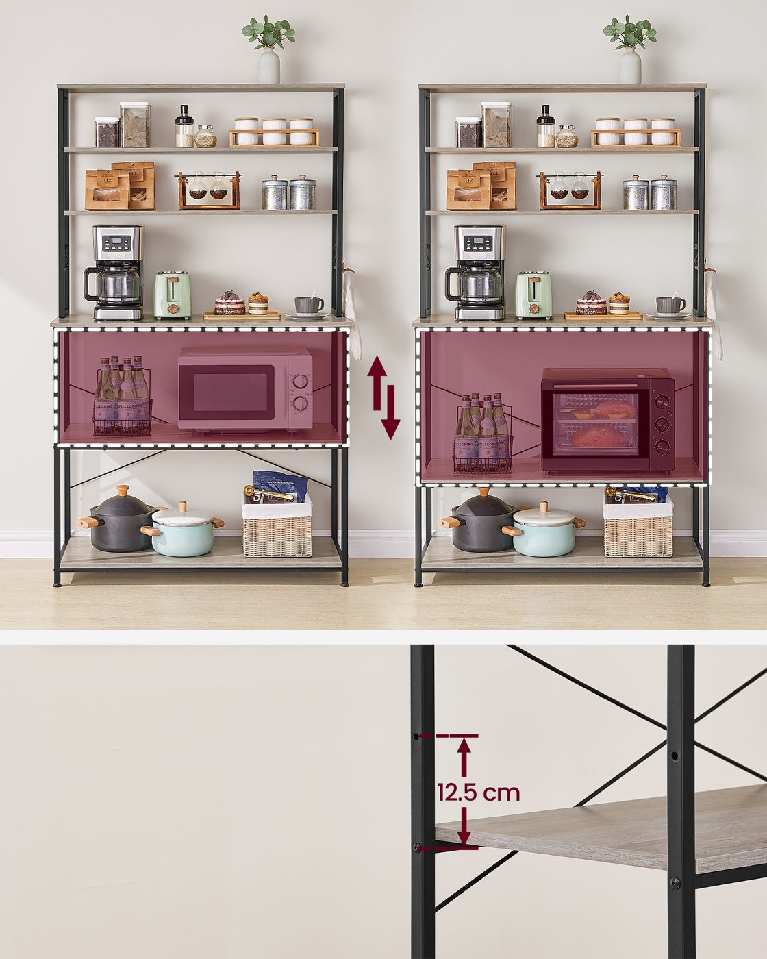 Kitchen Storage Rack with 6 Shelves and 6 Hooks - image 53