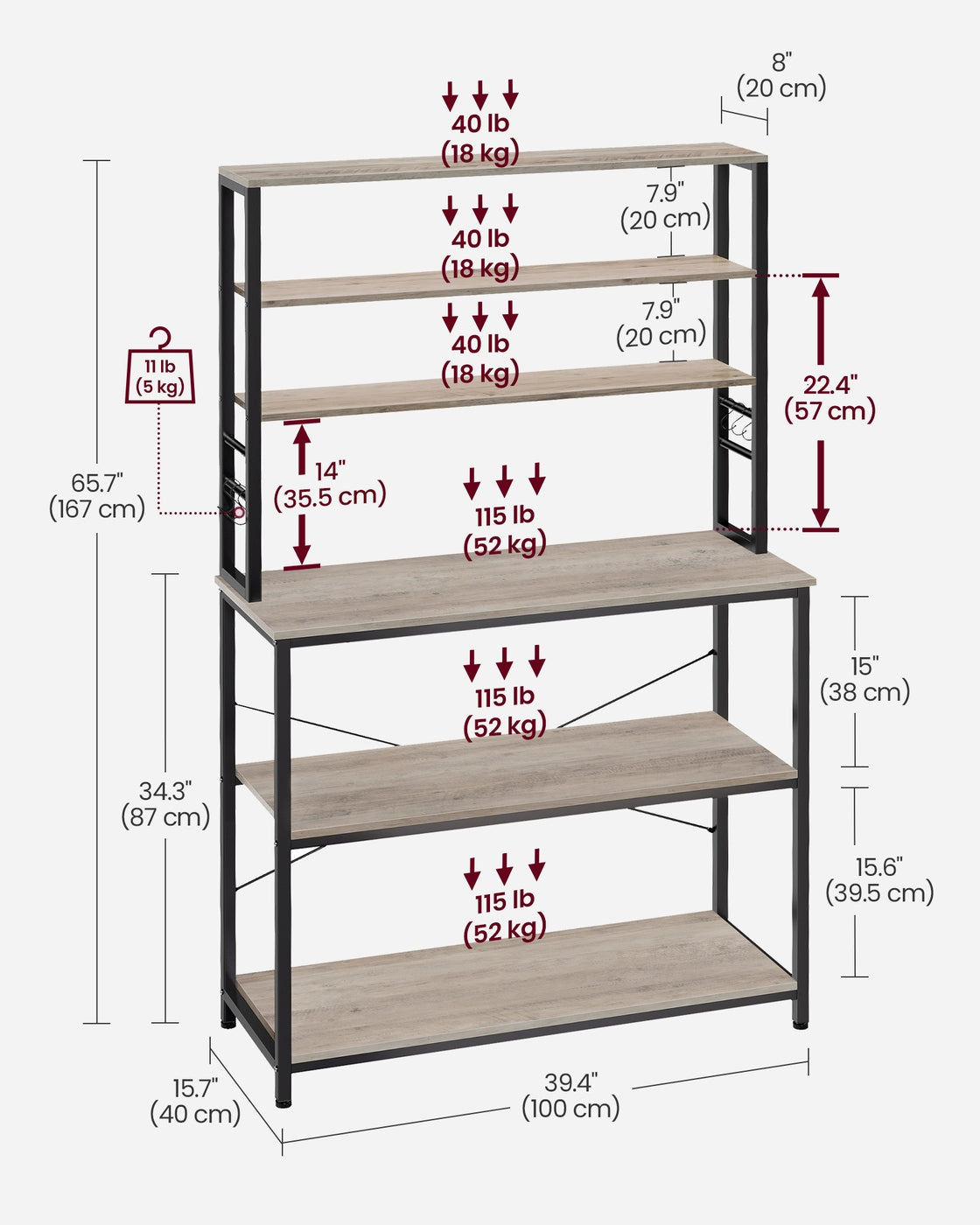Kitchen Storage Rack with 6 Shelves and 6 Hooks - image 54