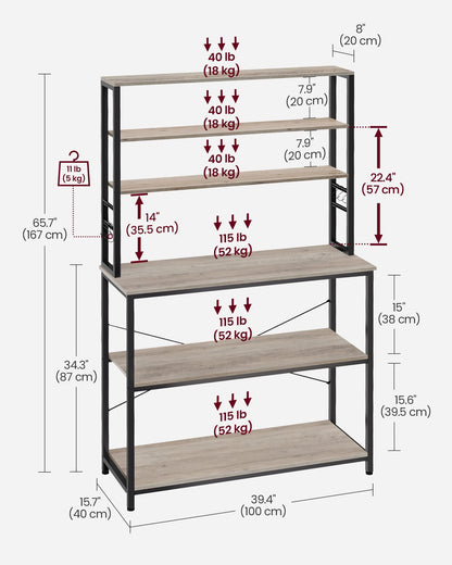 Kitchen Storage Rack with 6 Shelves and 6 Hooks - image 54