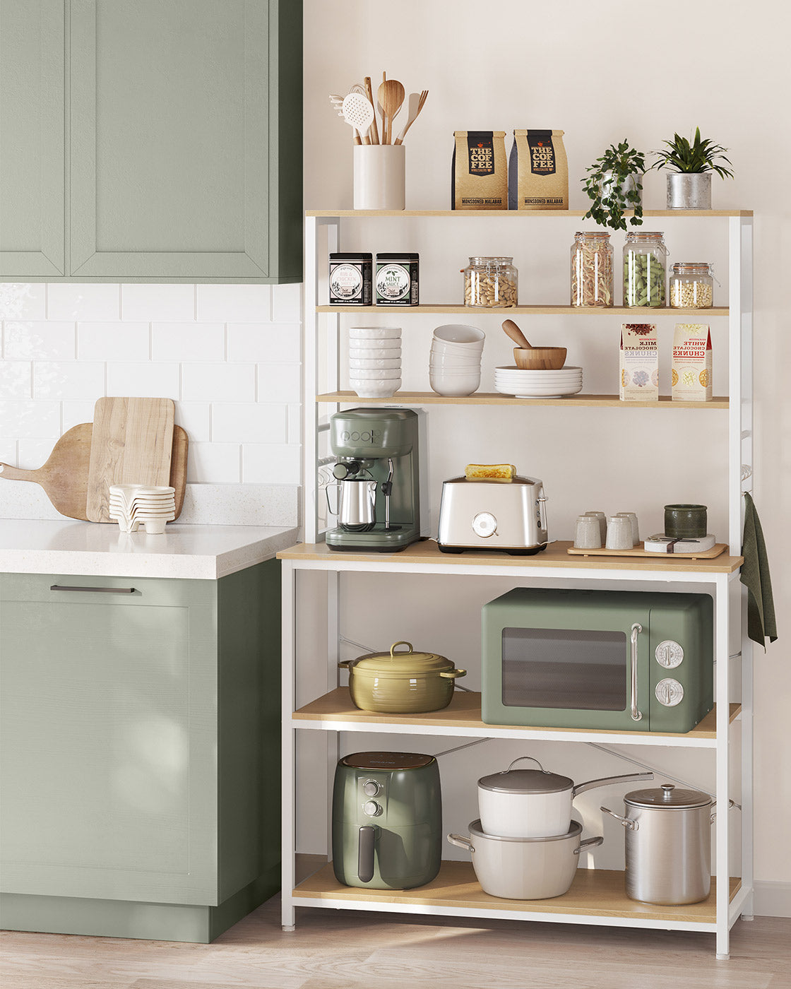 Kitchen Storage Rack with 6 Shelves and 6 Hooks - image 44