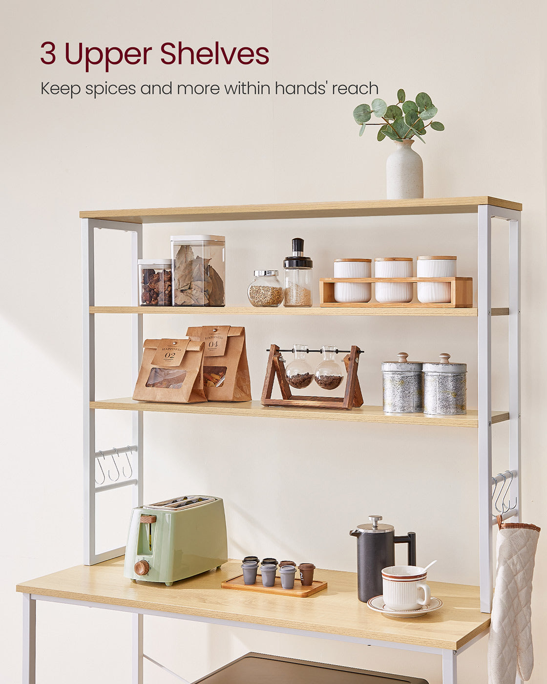 Kitchen Storage Rack with 6 Shelves and 6 Hooks - image 46