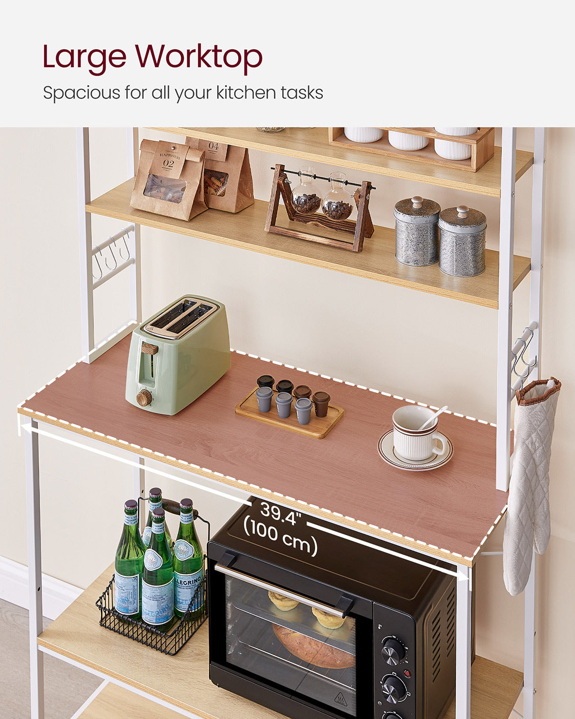 Kitchen Storage Rack with 6 Shelves and 6 Hooks - image 47