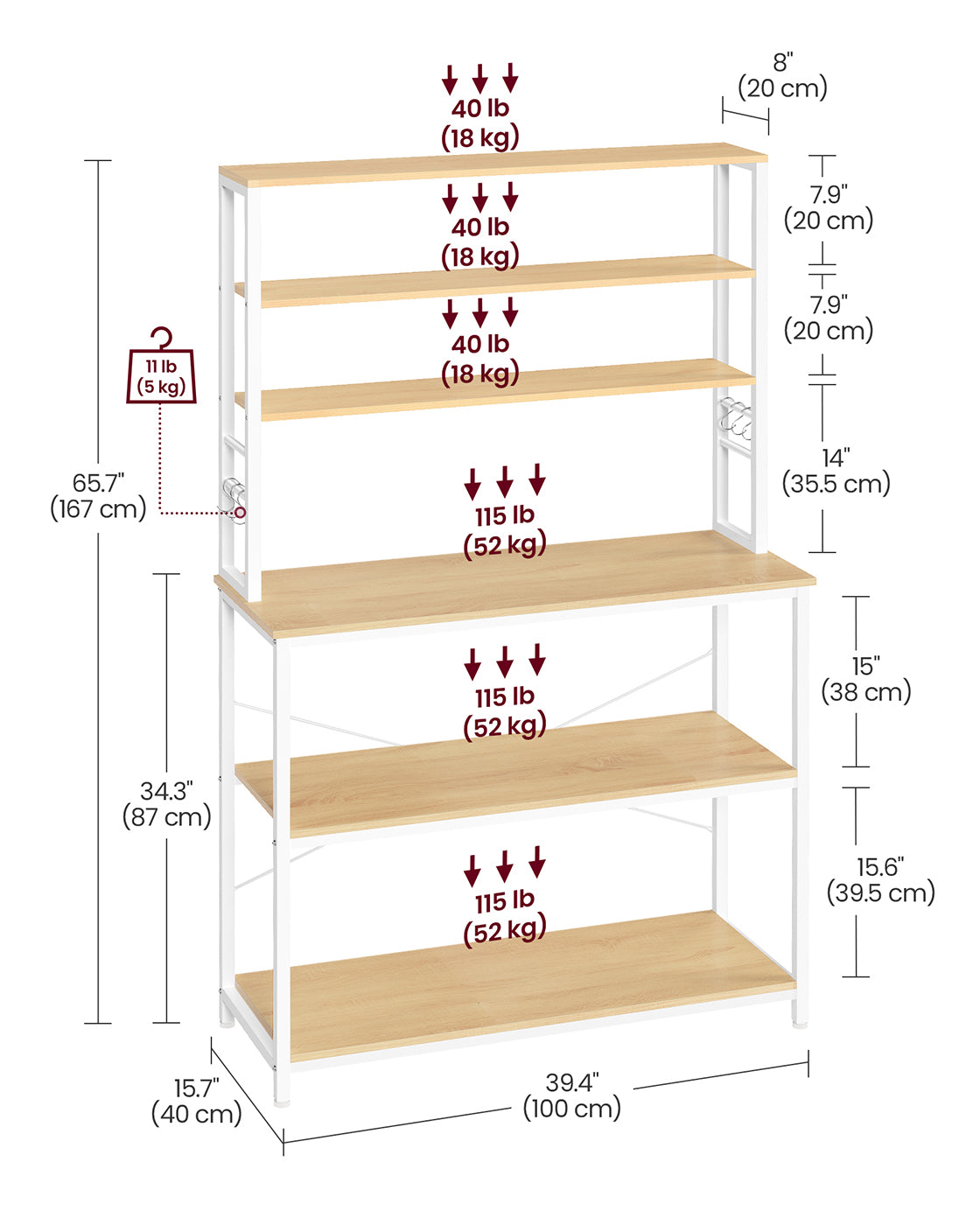 Kitchen Storage Rack with 6 Shelves and 6 Hooks - image 49