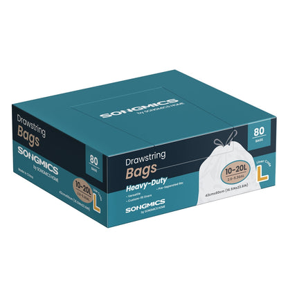 Bin Bags 20 L Rubbish Bags with Drawstrings 80 Pieces Quick-Dispense Box - image 1