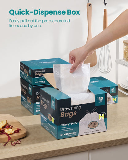Bin Bags 20 L Rubbish Bags with Drawstrings 80 Pieces Quick-Dispense Box - image 18