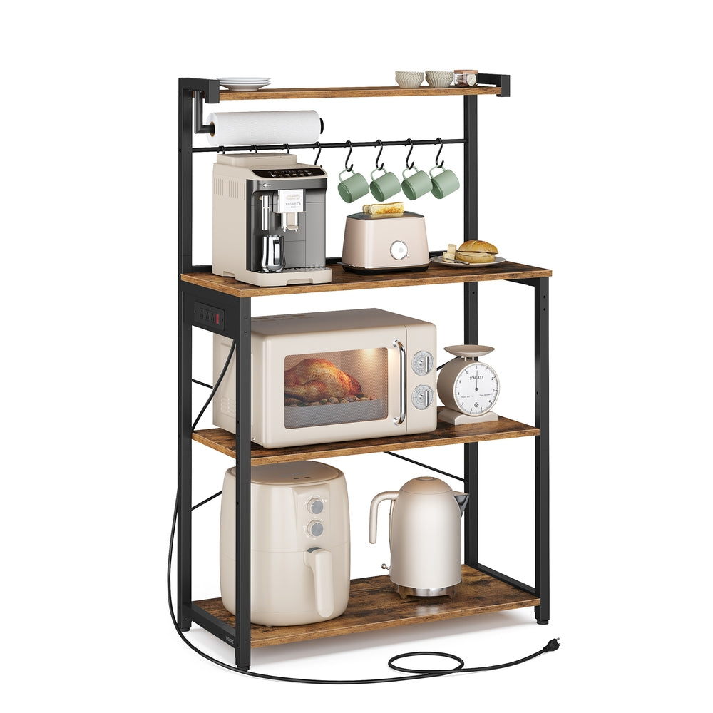 Kitchen Bakers Rack with Power Outlet - 15.7"D x 31.5"W x 55.1"H (40 x 80 x 140 cm) - image 7