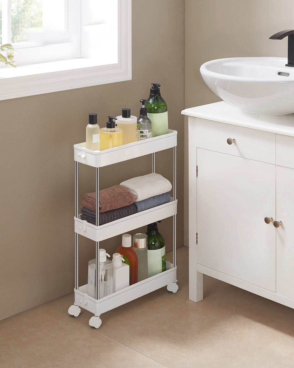 3-Tier Storage Trolley White - image 3
