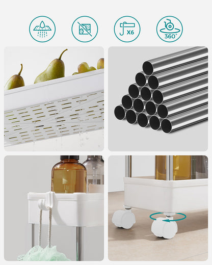 3-Tier Storage Trolley White - image 4