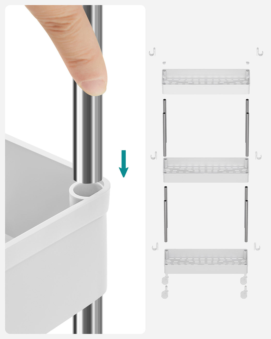 3-Tier Storage Trolley White - image 6