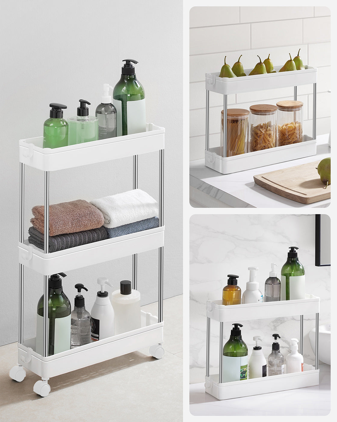 3-Tier Storage Trolley White - image 7