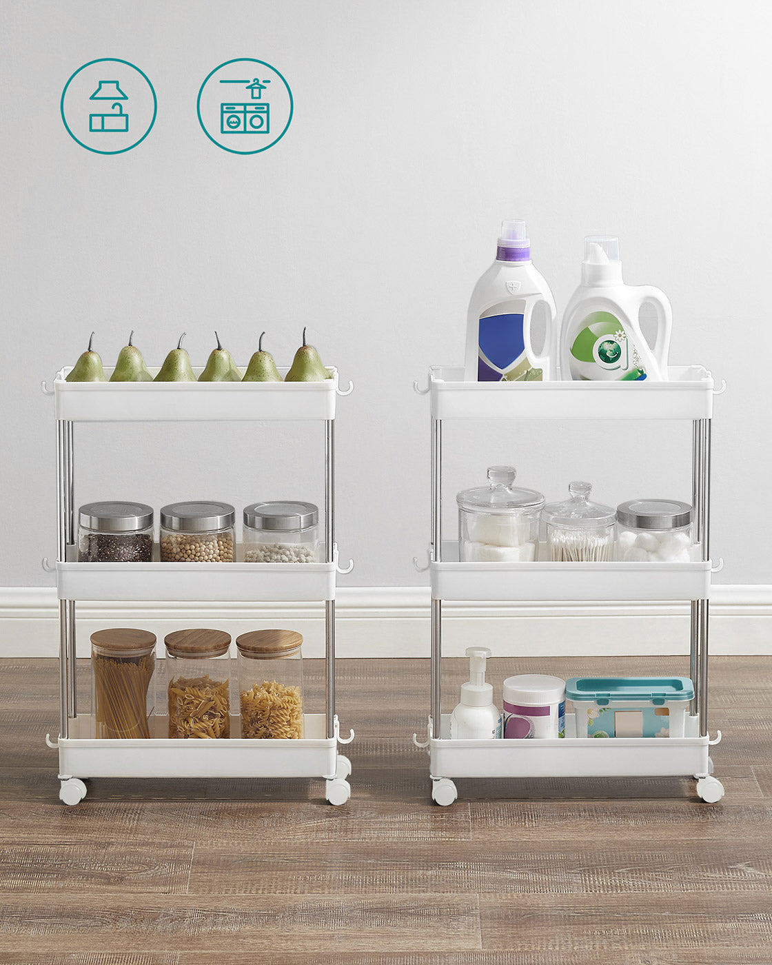 3-Tier Storage Trolley White - image 8