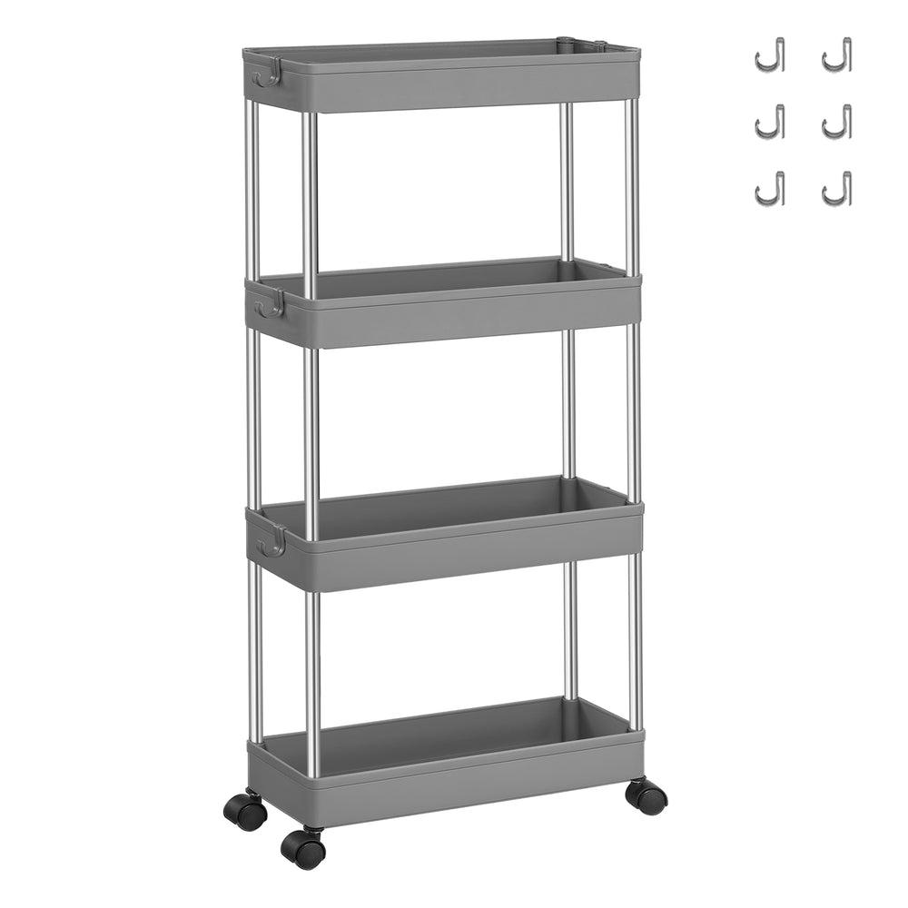 Grey 4-Tier Slim Plastic Storage Cart - image 1