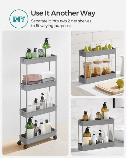 Grey 4-Tier Slim Plastic Storage Cart - image 8