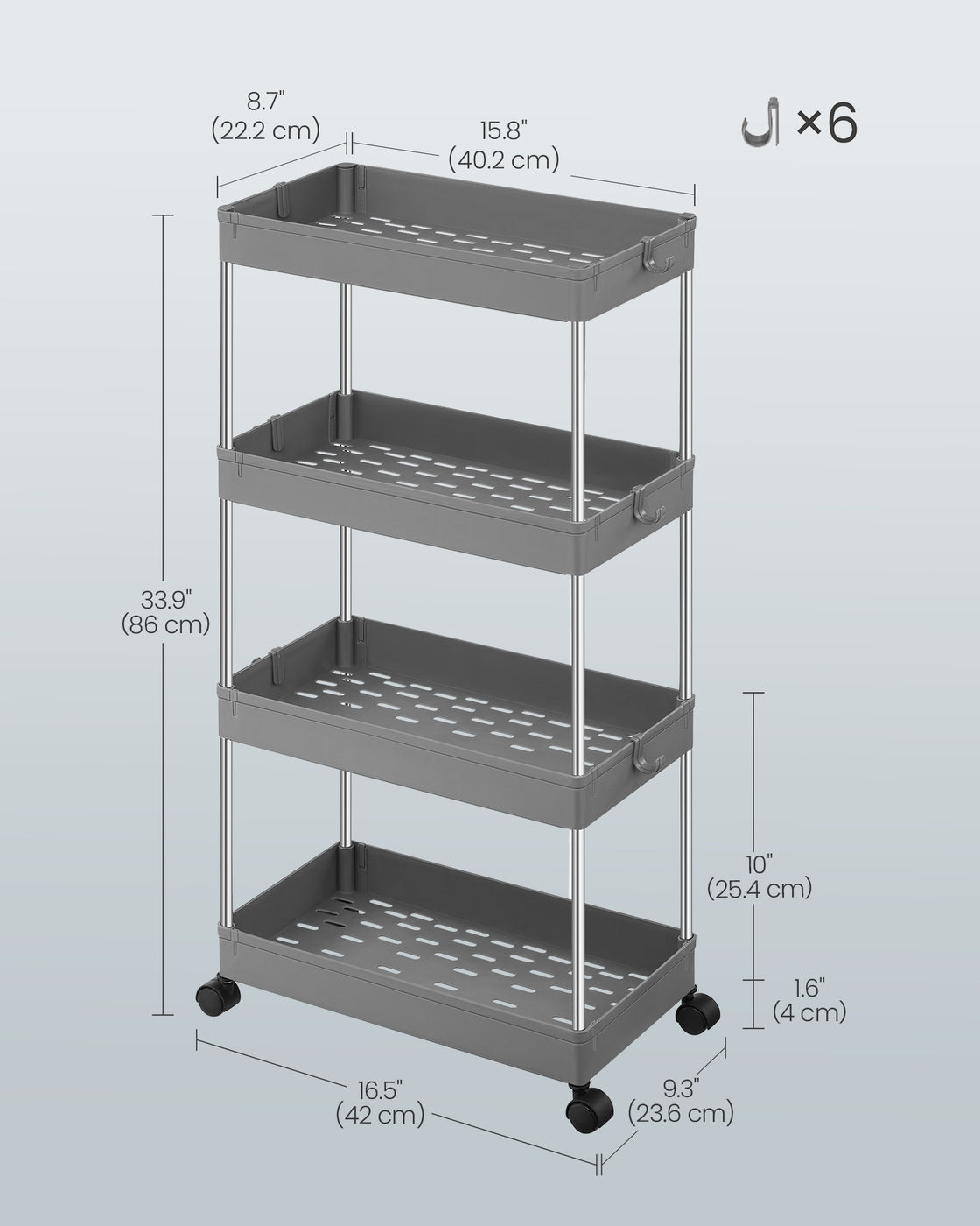 White Storage Trolley with 3 Baskets - image 12