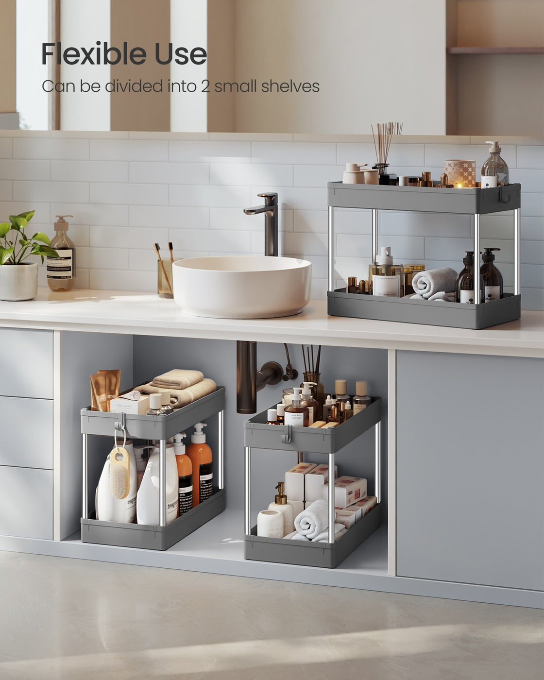 White Storage Trolley with 3 Baskets - image 13