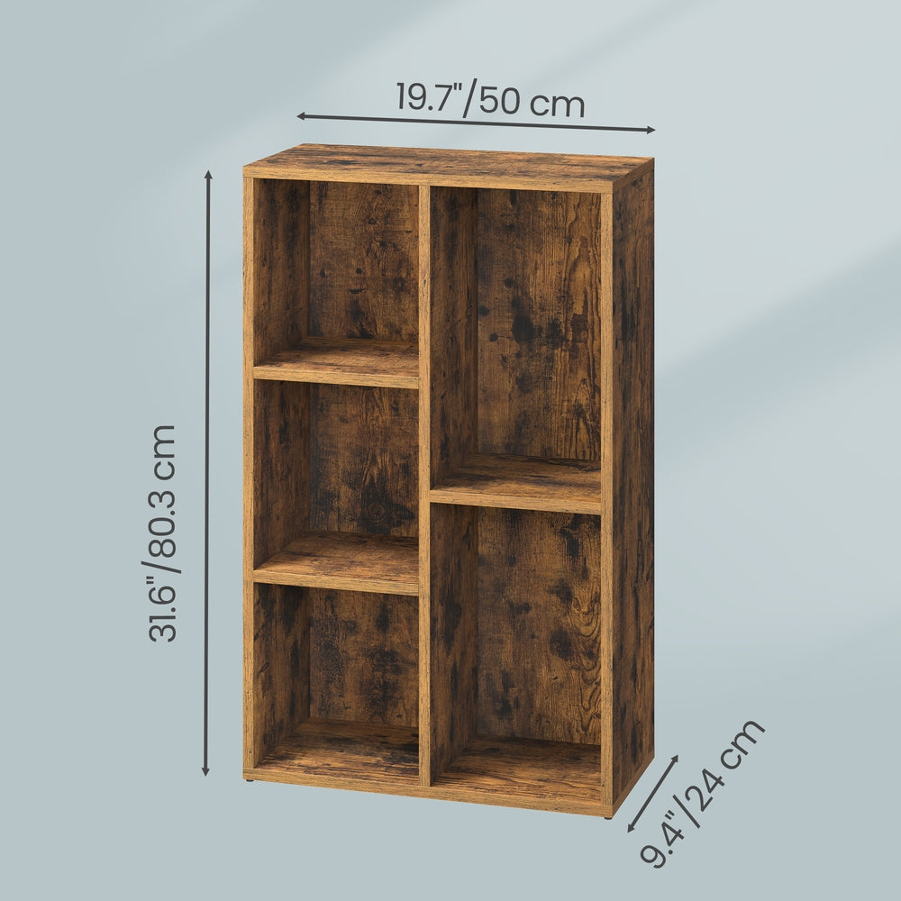 Kids Bookcase, Bookshelf with 5 Compartments, Storage Shelf - image 8