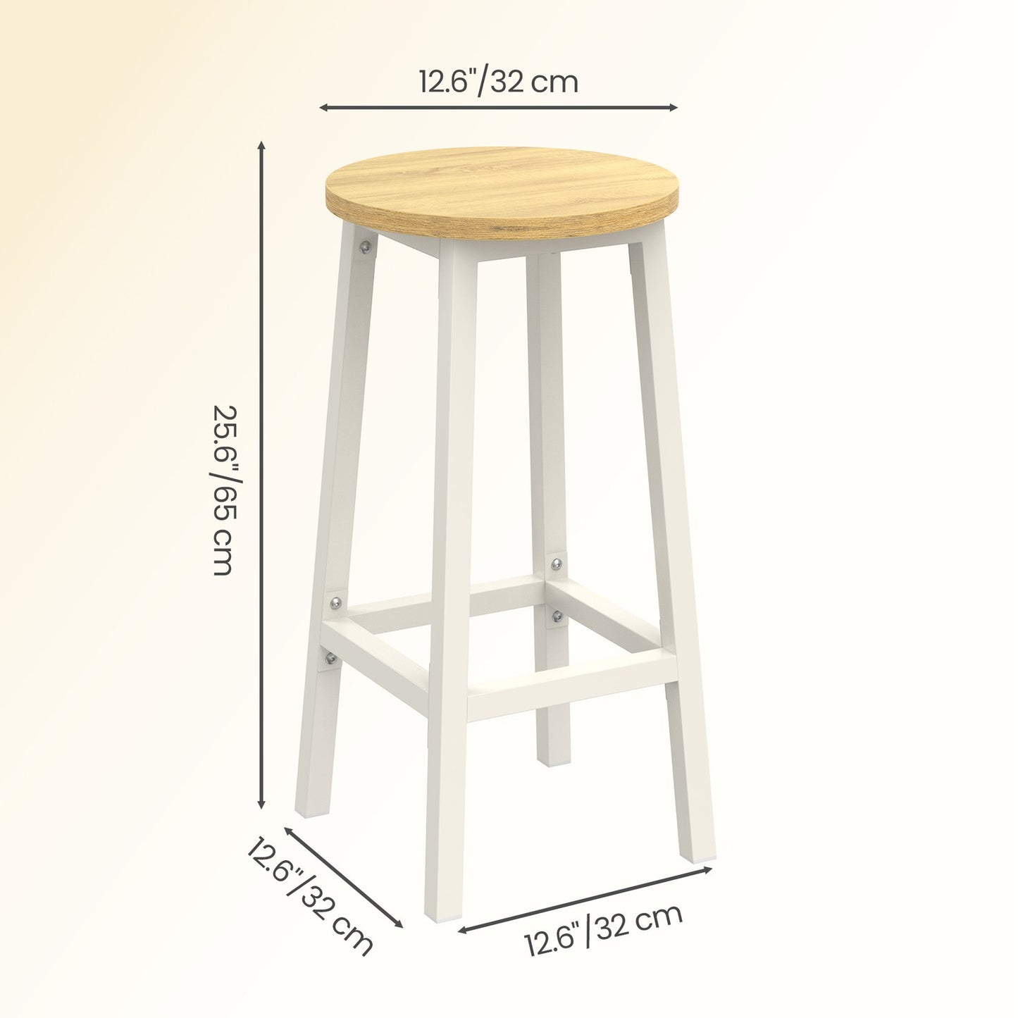 Set of 2 Kitchen Bar Stools, Dining Room Bar Chairs for Breakfast Bar, Metal Frame, with Footrests - image 3