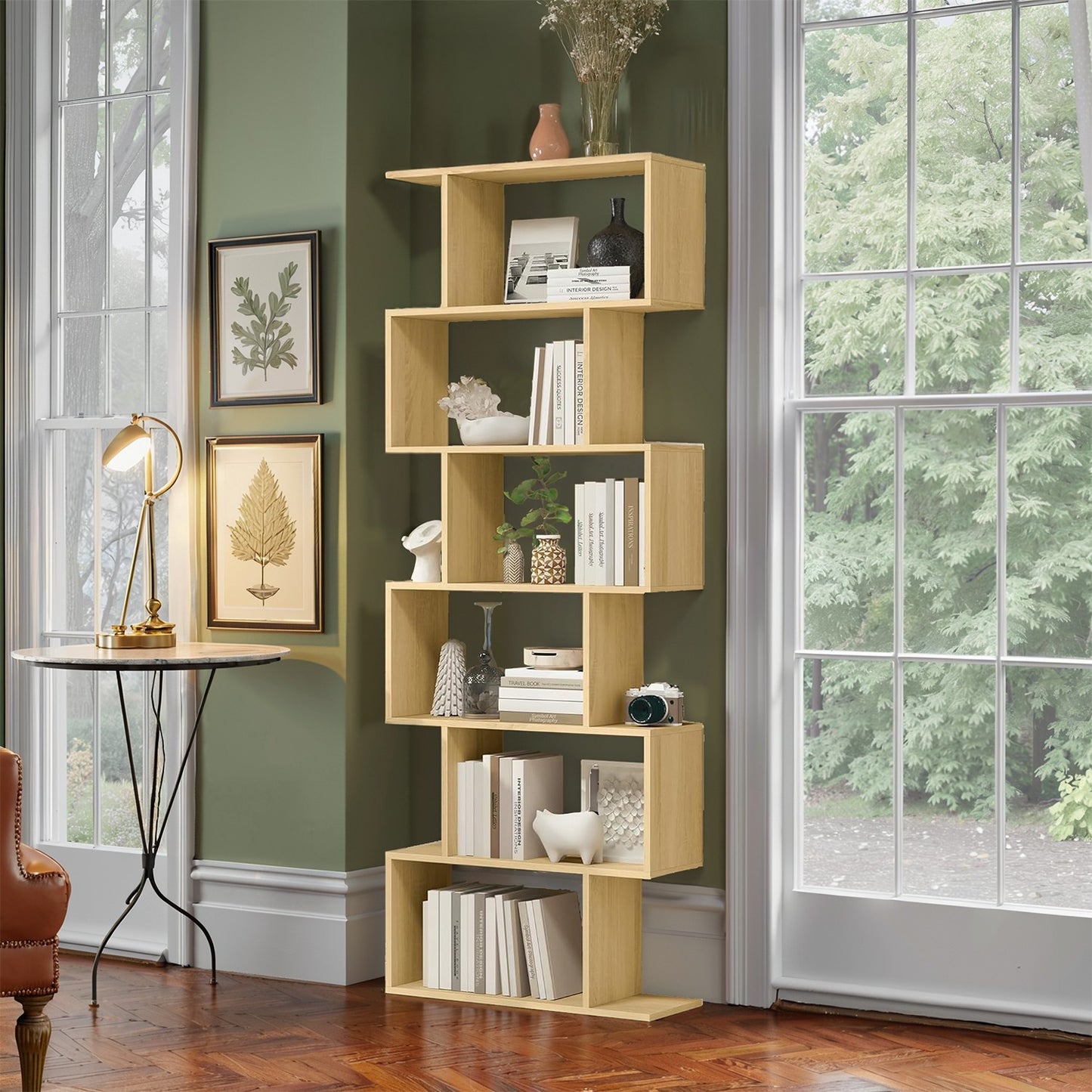 Bookshelf, 6-Tier Bookcase, Room Divider - image 2