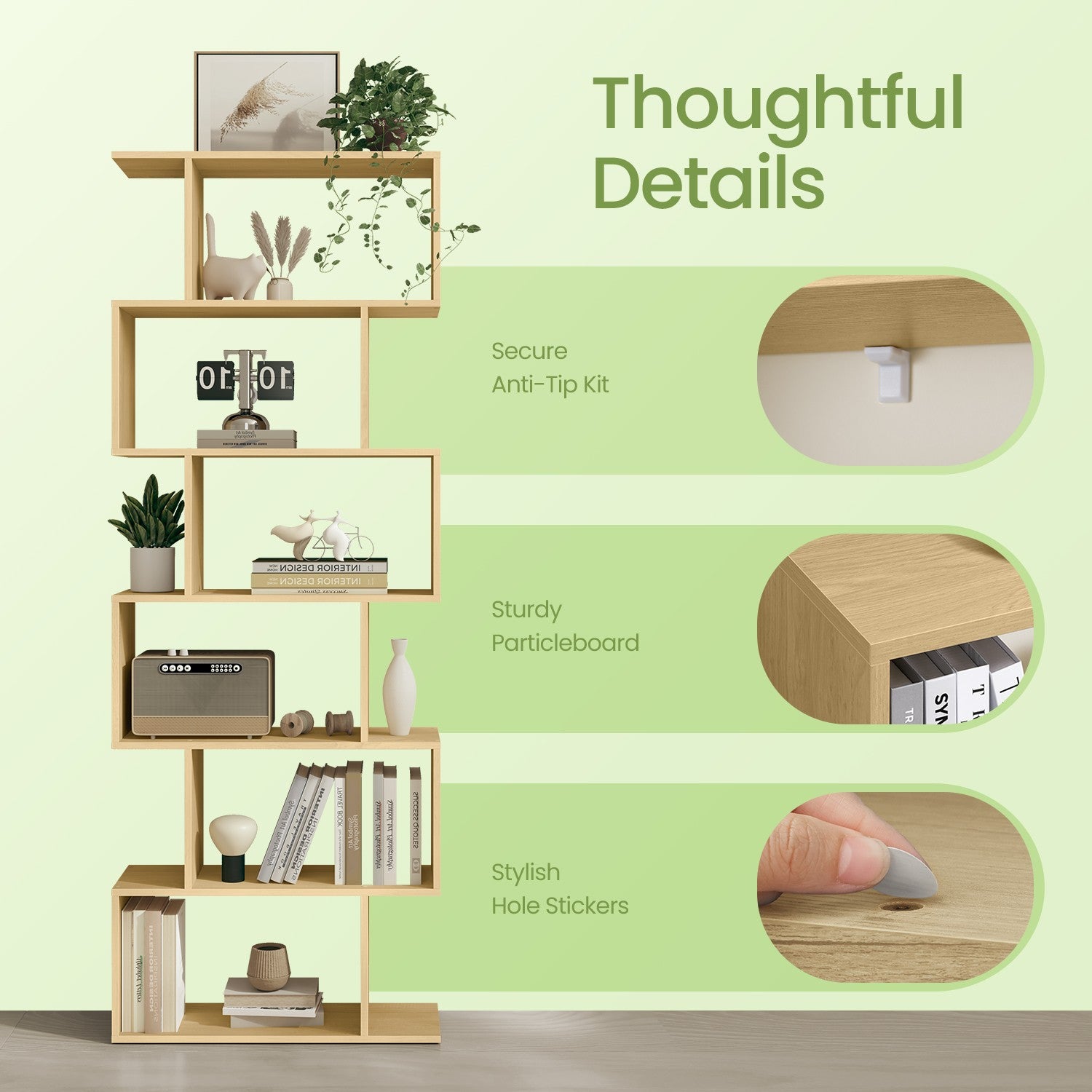 Bookshelf, 6-Tier Bookcase, Room Divider - image 3