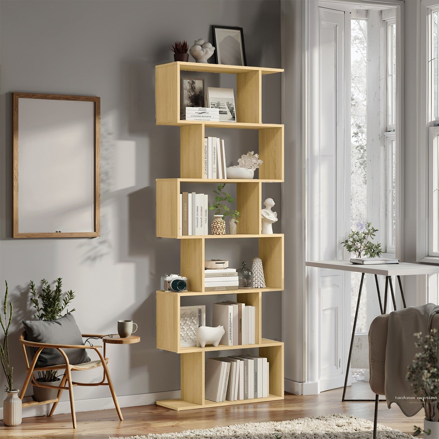 Bookshelf, 6-Tier Bookcase, Room Divider - image 6