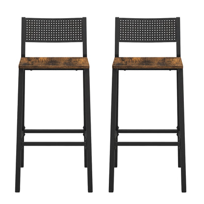 Set of 2 Dining Chairs, Industrial Kitchen Bar Stools for Living Room, Rustic Brown and Black - image 1