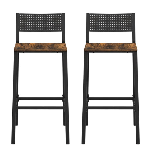 Set of 2 Dining Chairs, Industrial Kitchen Bar Stools for Living Room, Rustic Brown and Black - image 1