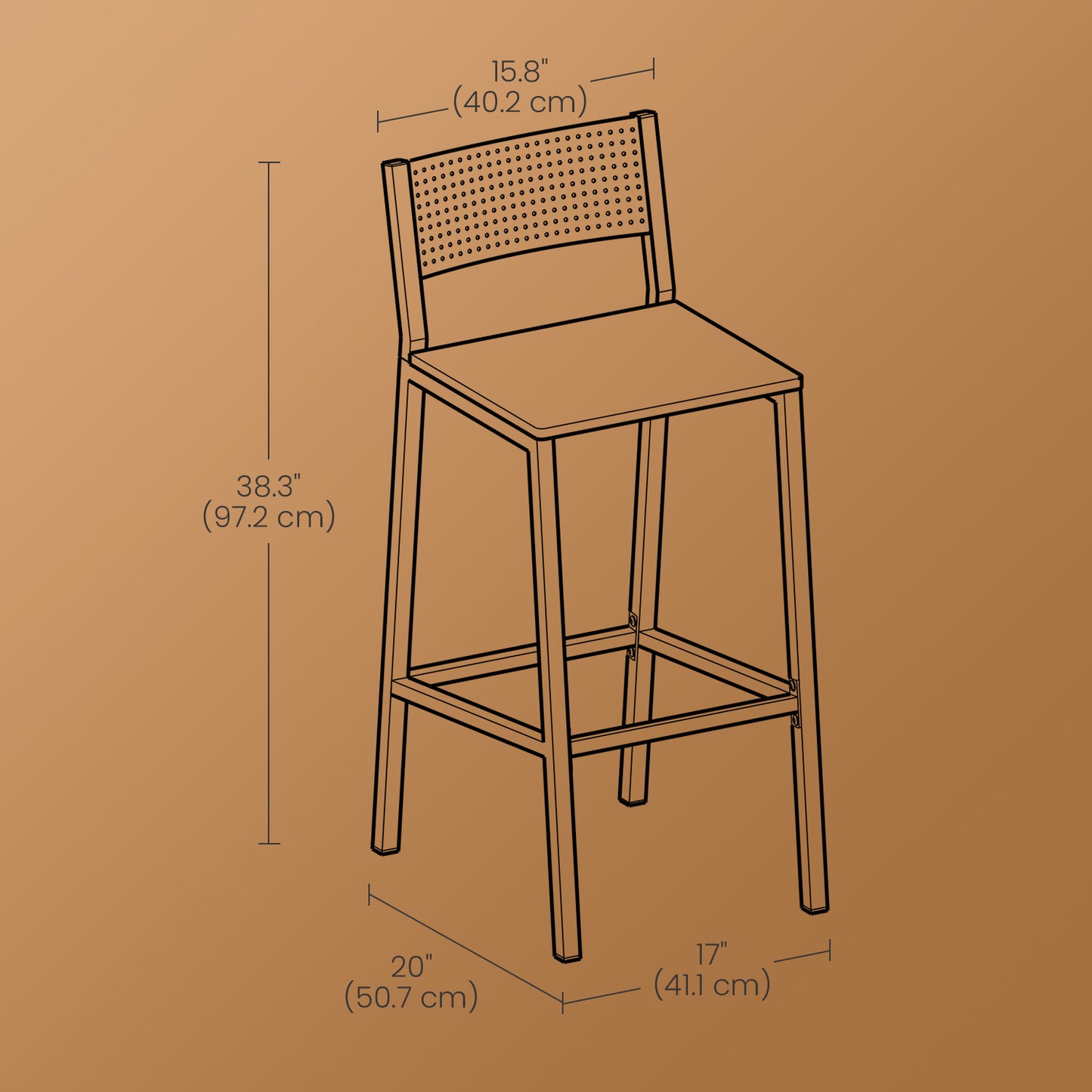 Set of 2 Dining Chairs, Industrial Kitchen Bar Stools for Living Room, Rustic Brown and Black - image 5