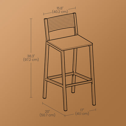 Set of 2 Dining Chairs, Industrial Kitchen Bar Stools for Living Room, Rustic Brown and Black - image 5