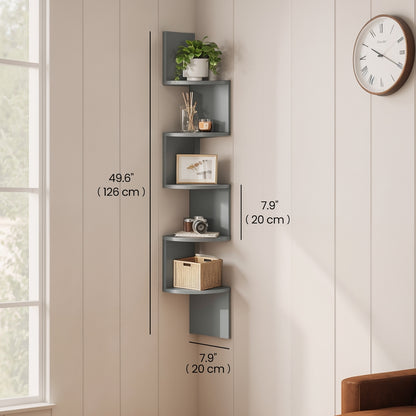 Corner Shelf Wall Mount, 5-Tier Floating Corner Bookshelf, Plant Shelf for Bedroom - image 2