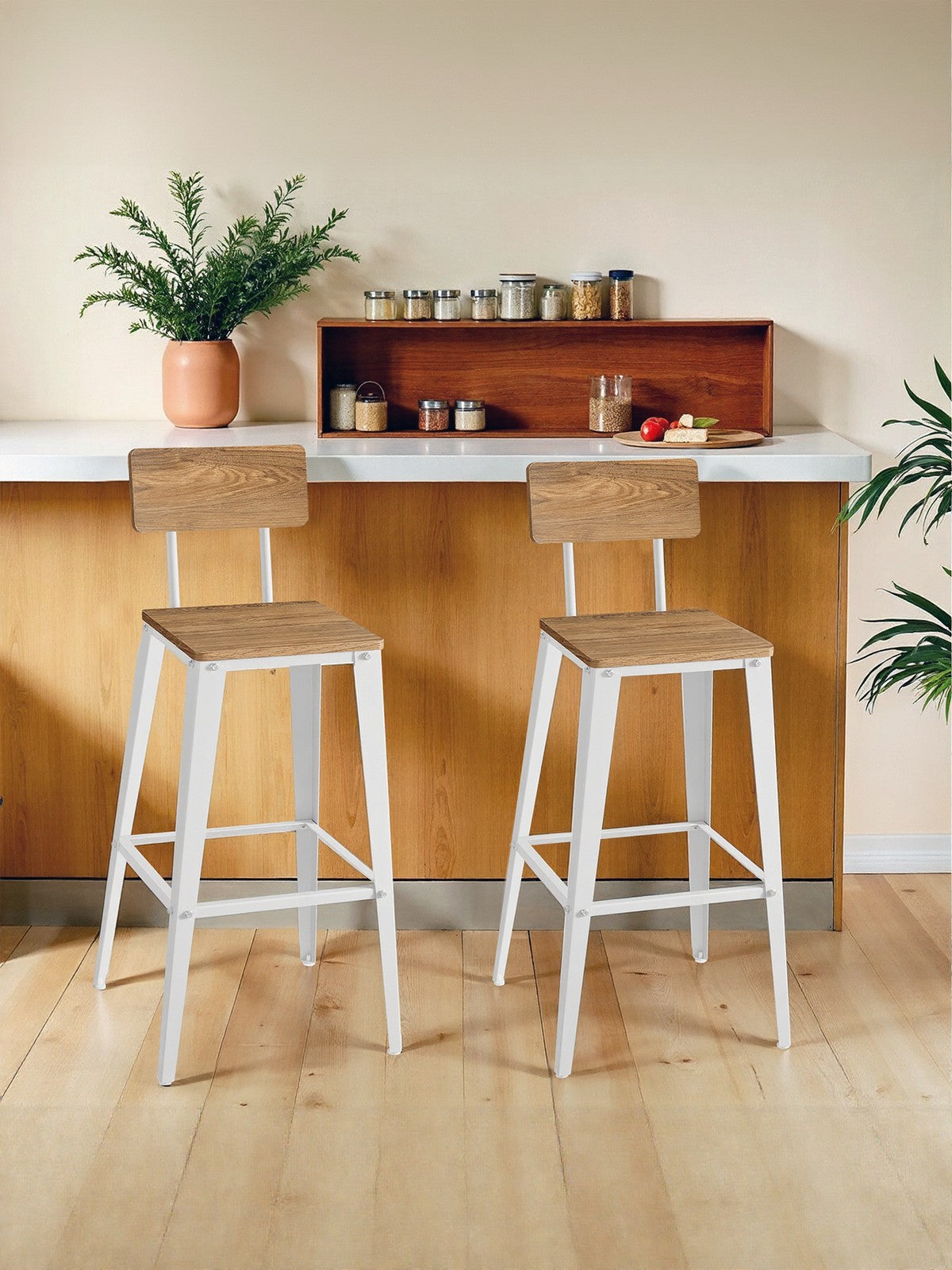 Set of 2 Industrial Kitchen Bar Stools, Bar Chairs for Breakfast Bar, Metal Frame, Supportive Backrest, Black - image 15