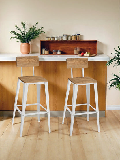 Set of 2 Industrial Kitchen Bar Stools, Bar Chairs for Breakfast Bar, Metal Frame, Supportive Backrest, Black - image 15