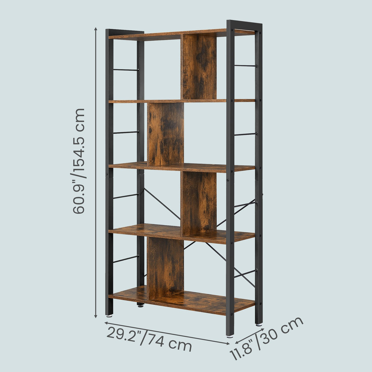 5-Tier Bookshelf, Large Storage Shelf, for Home Office - image 3