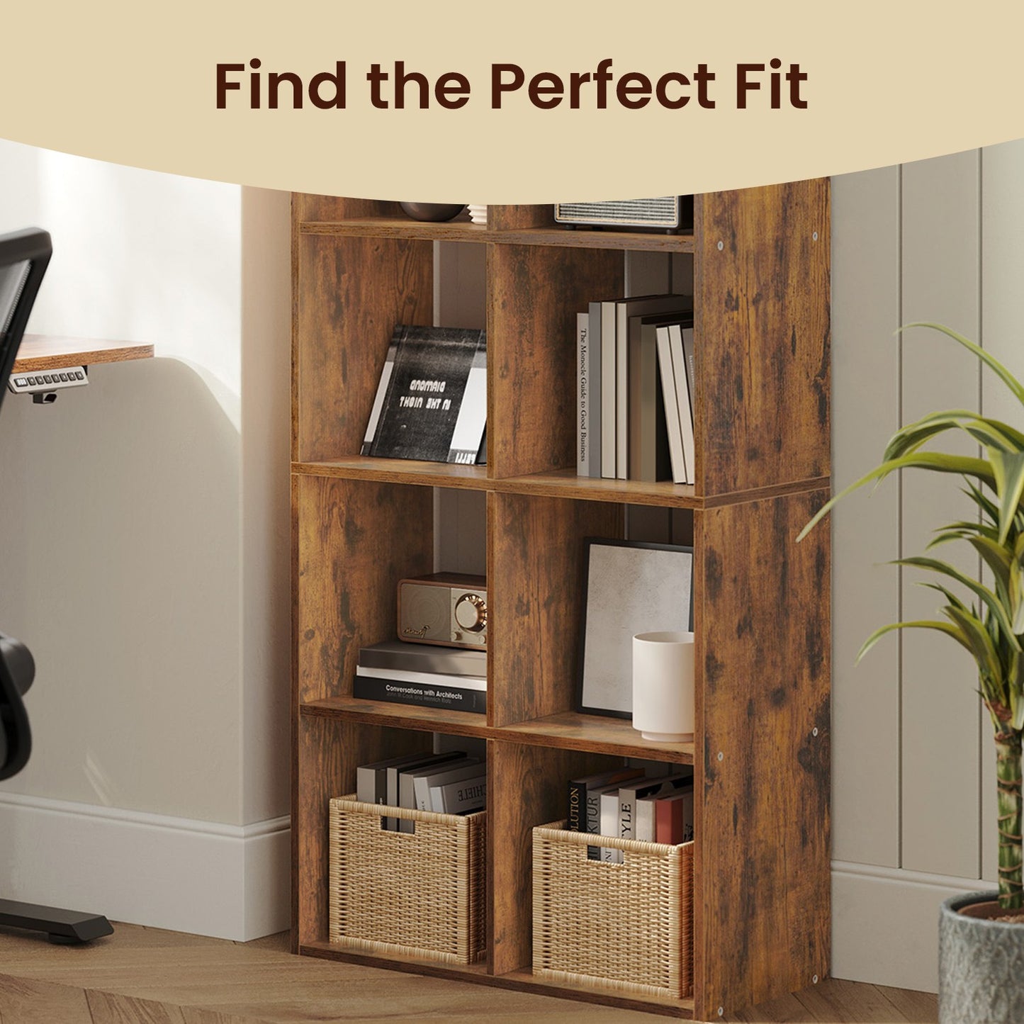 10-Cube Shelving Unit, Living Room Bookcase, Brown - image 3