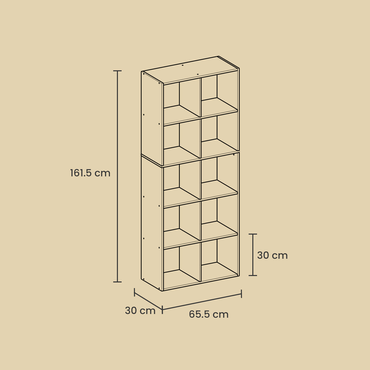 10-Cube Shelving Unit, Living Room Bookcase, Brown - image 6