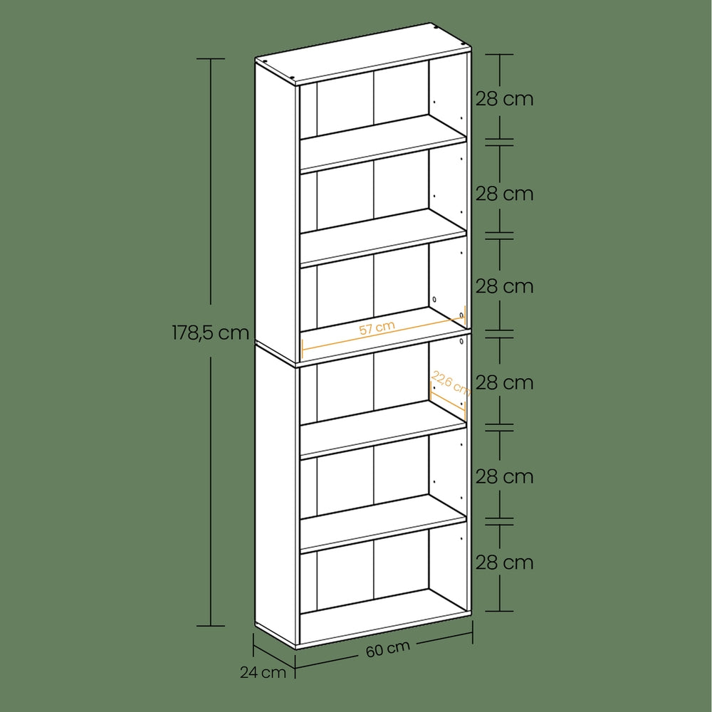 Bookshelf with 6 Shelves, Bookcase, for Home Office - image 30