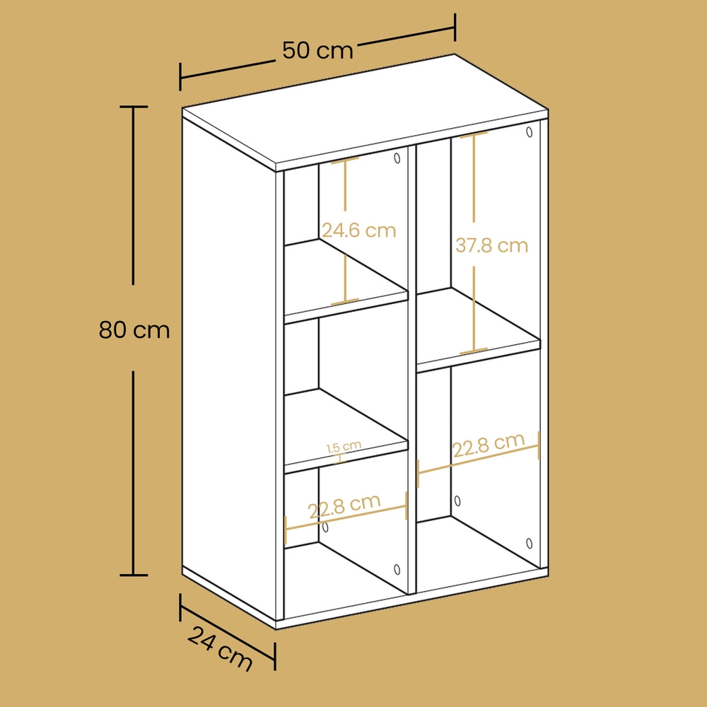 Kids Bookcase, Bookshelf with 5 Compartments, Storage Shelf - image 5