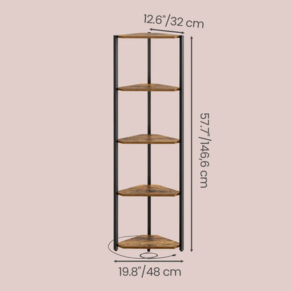 5-Tier LED Corner Shelf with Remote-Controlled Lighting, Rustic Brown - image 4