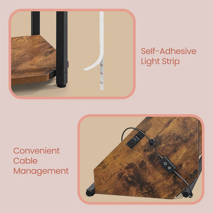 5-Tier LED Corner Shelf with Remote-Controlled Lighting, Rustic Brown - image 7